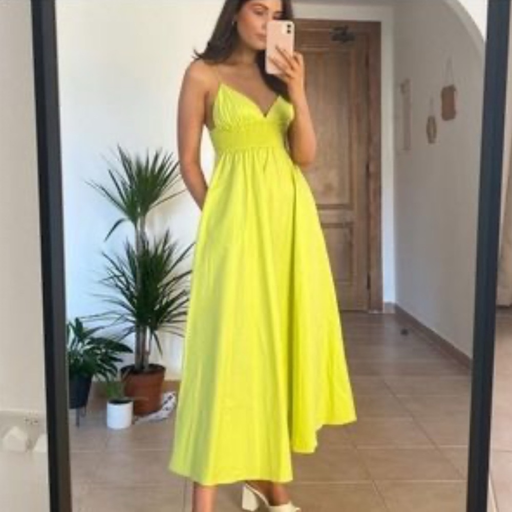 Zara Poplin Midi dress with pockets SZ L